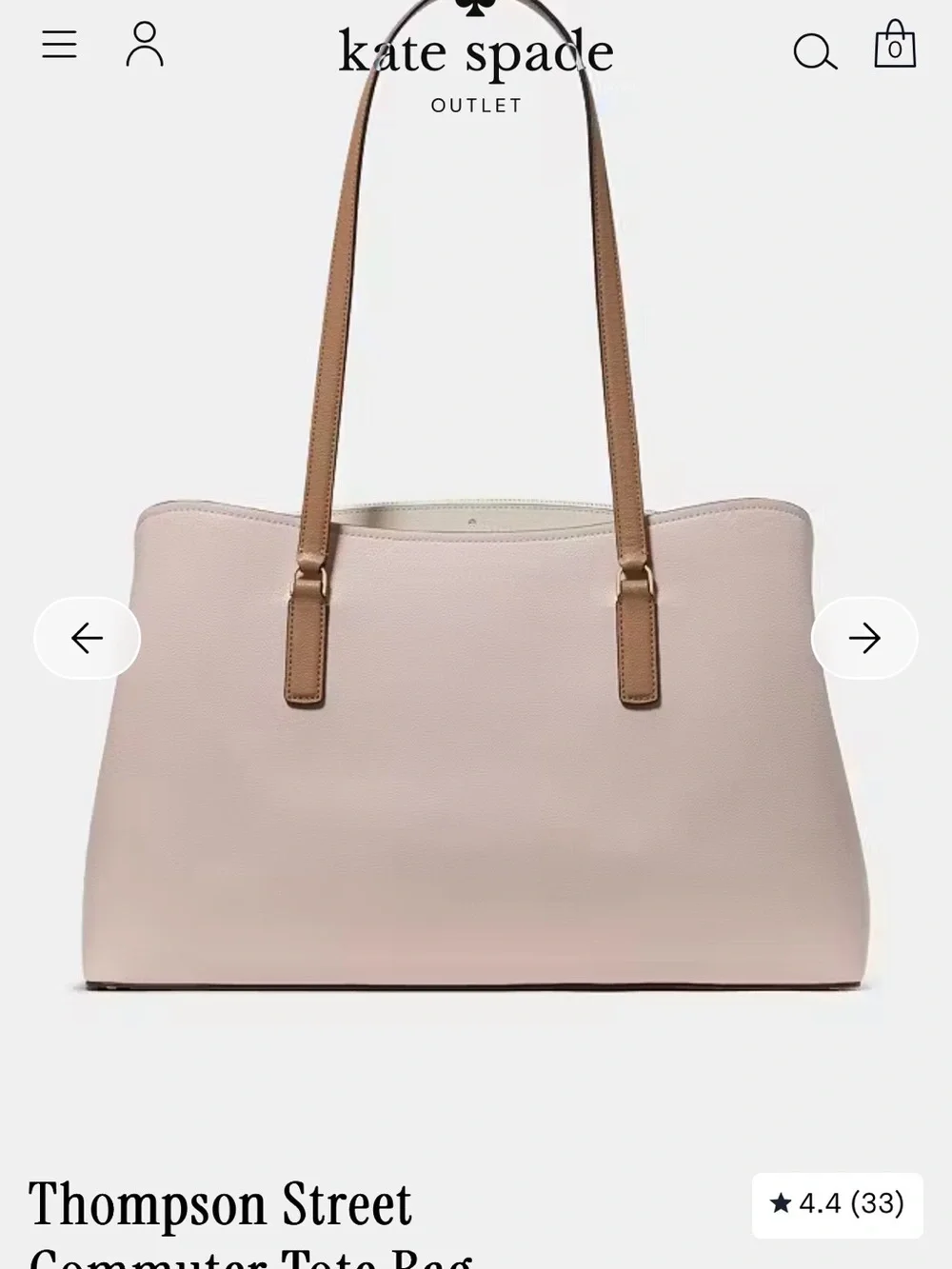 kate spade Thompson Street Blush Pink Tote with Tan Straps